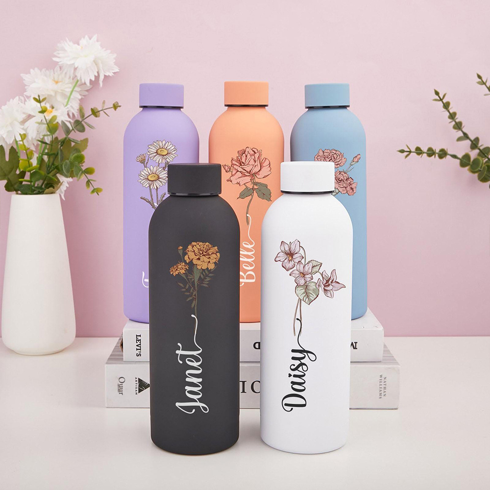 Portable Bottle Warmer - ขวดน้ำลายดอกไม้แบบกำหนดเองได้, ขวดเก็บความเย็นแบบพกพาสำหรับกีฬากลางแจ้ง, สำหรับการตั้งแคมป์, เดินป่า และการเดินทาง