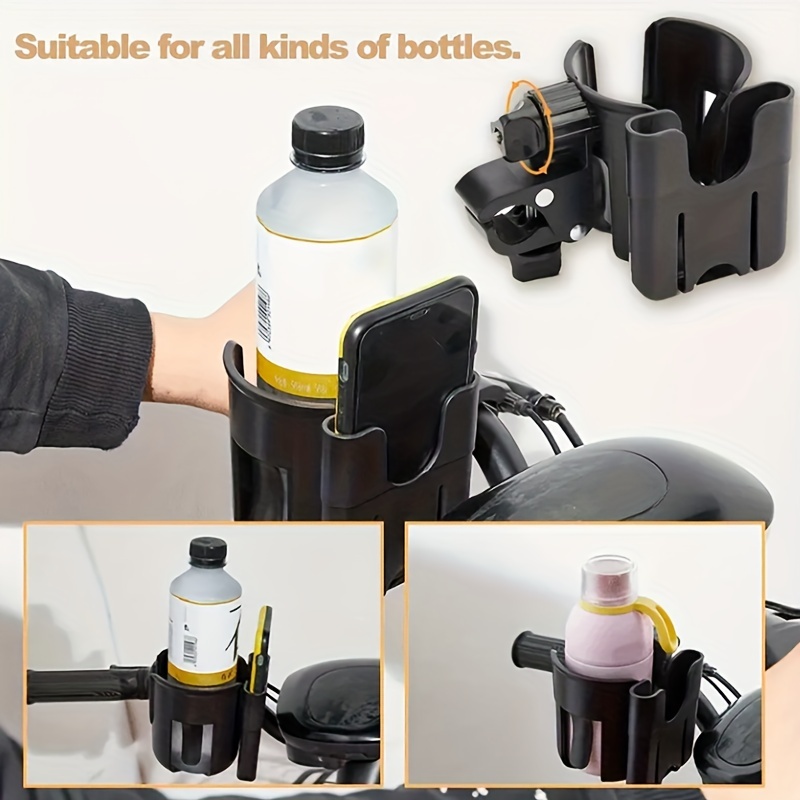 Stroller Accessories - ที่วางแก้วน้ำสำหรับรถเข็นเด็กแบบ 2-in-1 พร้อมที่วางโทรศัพท์, ที่วางขวดอเนกประสงค์สำหรับอุปกรณ์เสริมรถเข็นเด็กและรถเข็นผู้ป่วย