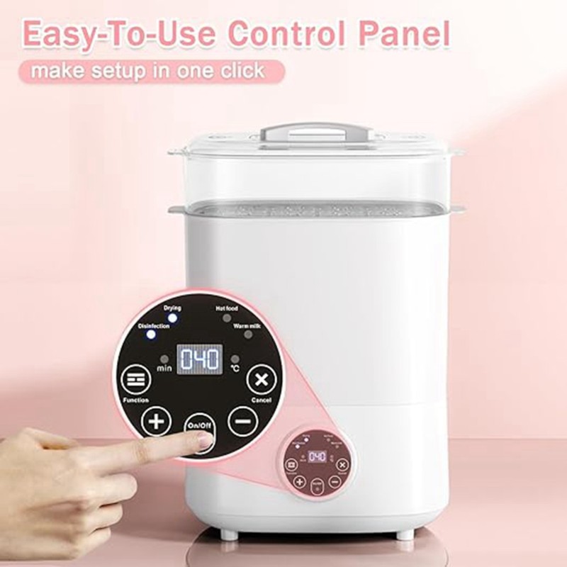 Baby Bottle Sterilizer - M04K เครื่องฆ่าเชื้อขวดนมด้วยไอน้ำไฟฟ้าและเครื่องอบแห้ง, 5-อิน-1 ความจุขนาดใหญ่ 2 ชั้น