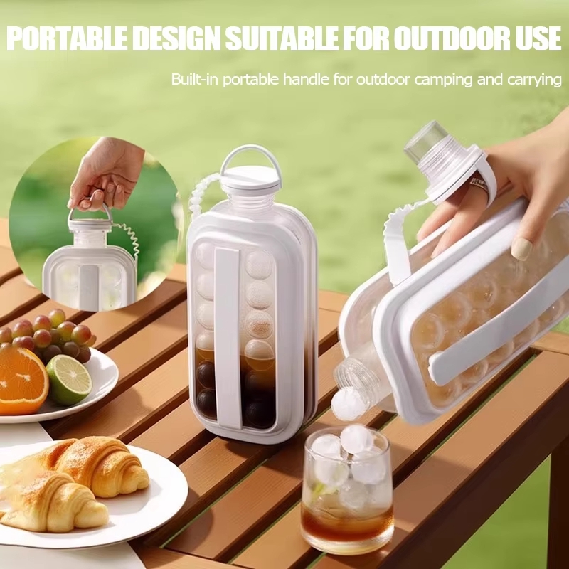 Portable Bottle Warmer - ถาดทำน้ำแข็ง 2 in 1 ขวดน้ำพกพาพร้อมแม่พิมพ์ทำน้ำแข็งทรงกลม 12