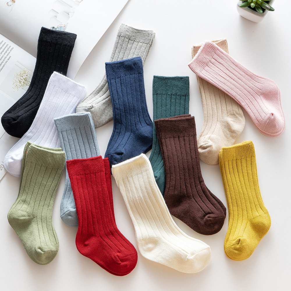 Baby Products Useful - 2025 ใหม่สเปนสไตล์เข็มคู่ลายเข่าสูงยาว 13 สีหลวมถุงเท้าเด็กทารกทารกแรกเกิดเสื้อผ้าราคาถูก