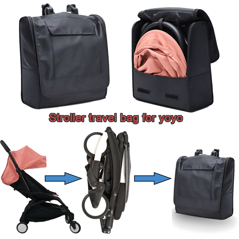 Stroller Accessories - รถเข็นเด็กกระเป๋าเป้สะพายหลังกันน้ําสีดํา Thickend กระเป๋าเครื่องบินกระเป๋าสําหรับ Yoyo/Yoyo2/Yoyo3/Yoya รถเข็นเด็กอุปกรณ์เสริม